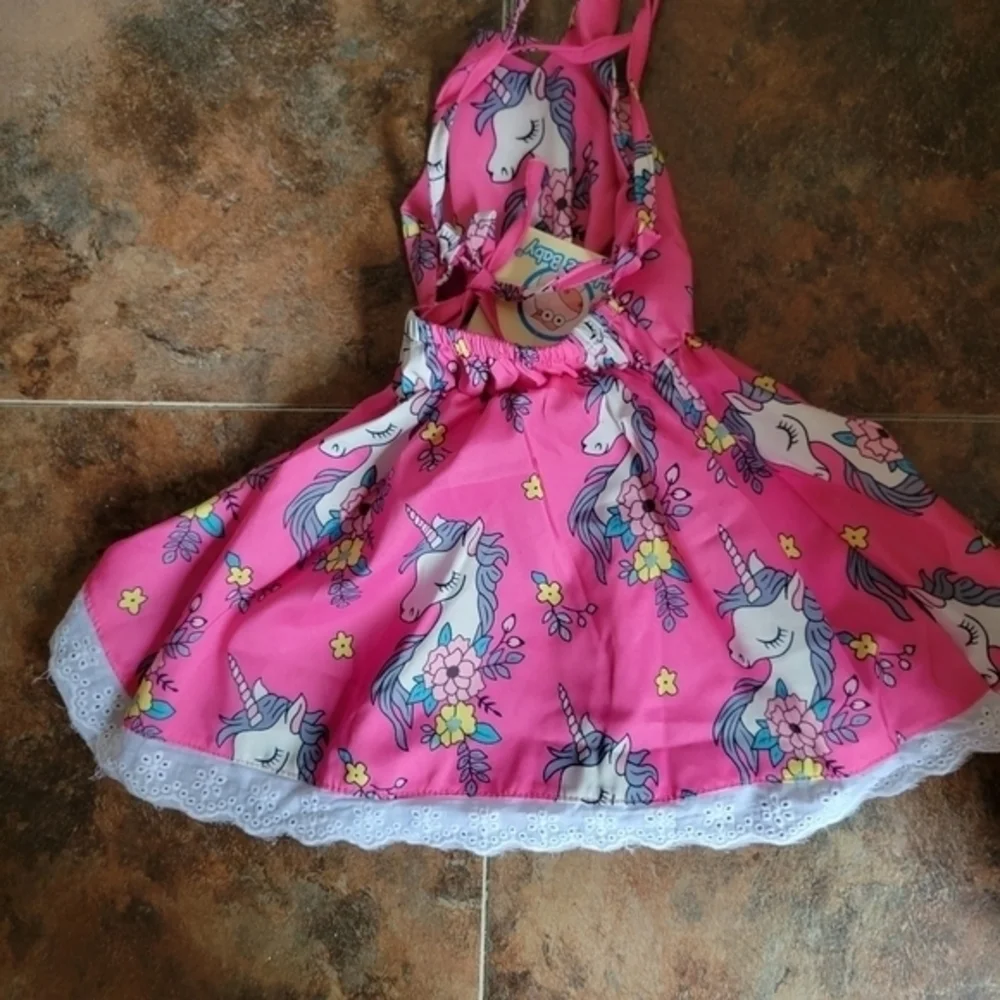 Horse Baby 12 month‎ girls pink sundress NWT unicorns